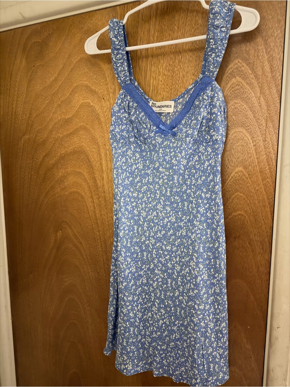 No Boundaries Blue Floral Midi Slip Dress